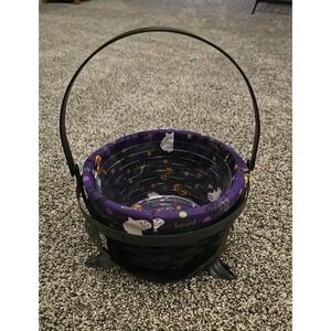 Longaberger Wrought Iron Small Cauldron Basket  Liner ‎ Protector Halloween